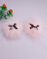Pink Bow Feather Nipple Covers