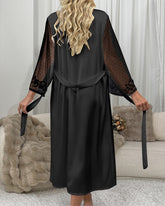 Sexy lingerie satin wedding nightgown lace robe