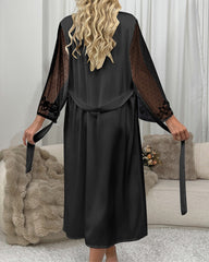 Sexy lingerie satin wedding nightgown lace robe