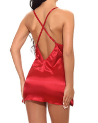 V Neck Nightwear Satin Sleepwear Lace Chemise