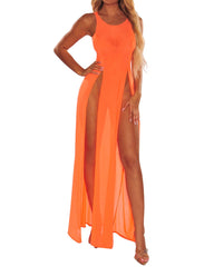 Sexy lingerie mesh see-through slit robes