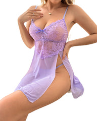 Women's slit splicing sexy lingerie set