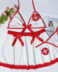 Sexy female bowknot nurse role play sexy uniform suit