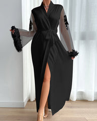 New Satin Lace Long Sleeve Nightgown