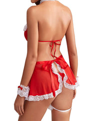 Sexy Lace Backless Jumpsuit Maid Uniform