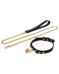 Elegant Women's PU Leather Collar With Traction Chain