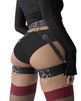 Bound leather bondage leg ring Gothic sexy party waist display belt
