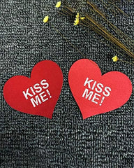 Breast Pastes Disposable Heart Shape Kiss Me Printed Sexy Breast Pastes Breast Covers for Women
