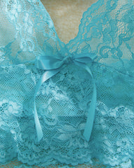 Classic Sexy Plus Floral Lace Bralette With Floral Print Satin Shorts