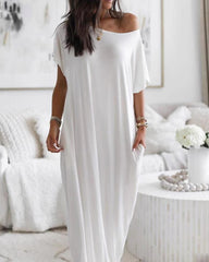 Women's Solid Color Batwing Sleeve nightdress