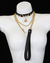 Elegant Women's PU Leather Collar With Traction Chain