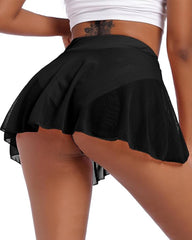 Women Transparent Sports Dress Sexy Tennis Skirt Ruffle Lingerie