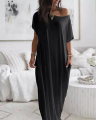Women's Solid Color Batwing Sleeve nightdress
