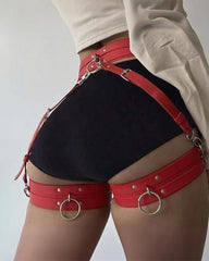 Bound leather bondage leg ring Gothic sexy party waist display belt