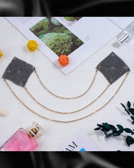 Pure desire style square diamond aluminum chain invisible nipple cover anti-convex chest decoration pendant chain