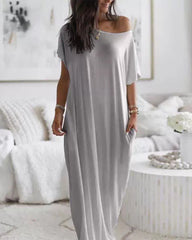 Women's Solid Color Batwing Sleeve nightdress