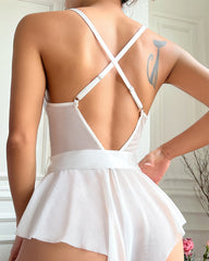 Women's Sexy Lingerie Party Lace Belted Teddy Bodysuit Nightwear