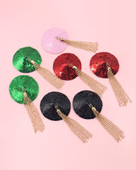 Sequined Metal Tassel Chest Cover Nipple Cover Leather Nipple Cover