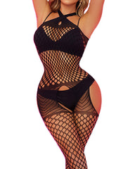 Charming crossover neckline crotchless see-through cutout Bodystocking(Buy 1 Get 1 FREE)