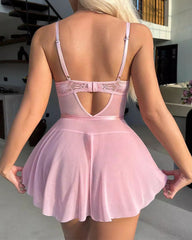 Lace mesh bow nightdress sexy babydoll