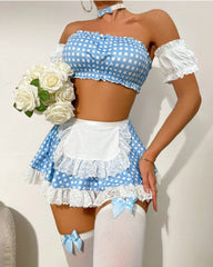 Polka dot maid suit uniform temptation role play