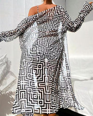 Popular women's two-piece swimsuit cover-up three-piece set gathered beach high waist flat swim trunks