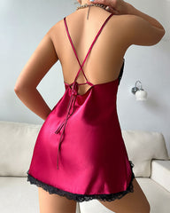 Sexy elastic suspender nightgown two-piece set women's home clothes