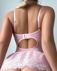 Wedding Season Mature Series Lace Splice Steel Ring Bodycon Sexy Lingerie Dress Suit