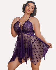 Plus Size Lace Front Slit Nightdress