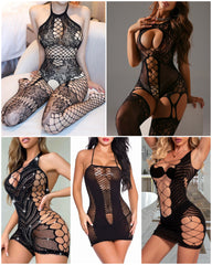 🎉Five Sets🎉( Free Pasties) 💗Women's Hollow Fishnet Sexy Underwear Five-piece