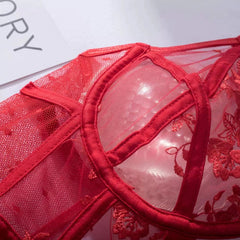 3pcs Adjustable Strap Backless Lace Lingerie Set