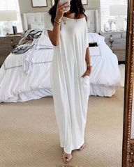 Women's Solid Color Batwing Sleeve nightdress